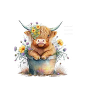 highland cow with flowers # 6653 Sublimation transfers -