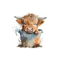 highland cow with flowers # 6654 Sublimation transfers -