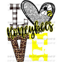 Honeybees yellow and silver heart love polka dot Sublimation transfers Heat Transfer