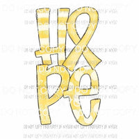 HOPE yellow #1 awareness ribbon Sublimation transfers Heat Transfer