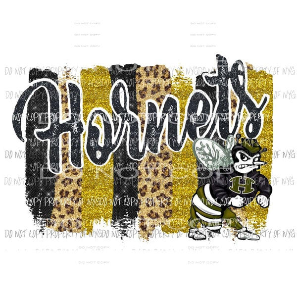 Hornets Black and gold mascot custom Sublimation transfers Heat Transfer