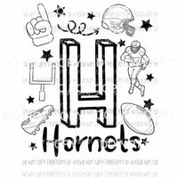 Hornets football spirit doodle Sublimation transfers Heat Transfer