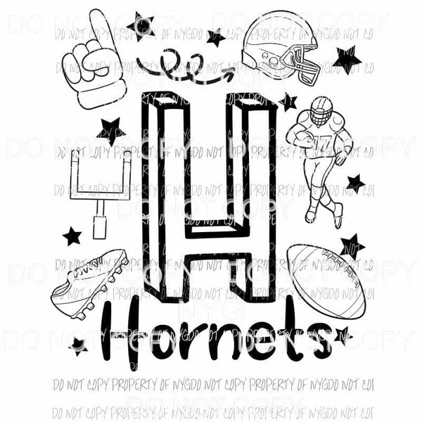 Hornets football spirit doodle Sublimation transfers Heat Transfer