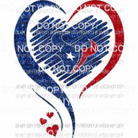 Houston Texans heart red blue glitter Sublimation transfers Heat Transfer