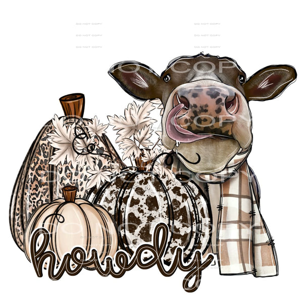 Howdy cow with pumpkins # 1047 Sublimation transfers - Heat 