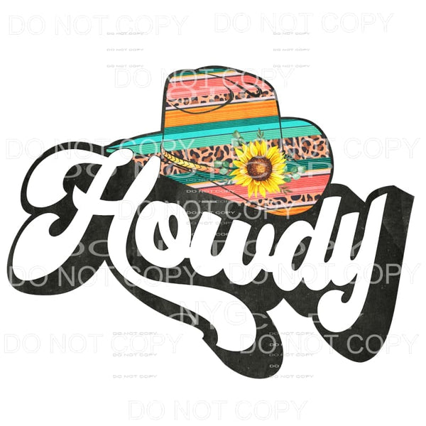 Howdy Serape Cowboy Hat Sunflower Retro Sublimation 