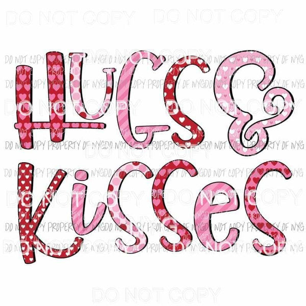 Hugs and Kisses red pink Sublimation transfers Heat Transfer