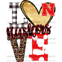 Huskers love polka dot red and black N Sublimation transfers Heat Transfer