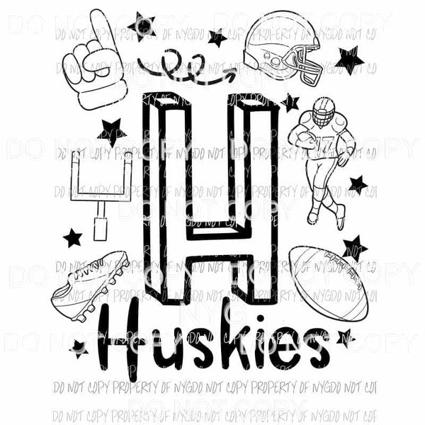 Huskies football spirit doodle Sublimation transfers Heat Transfer