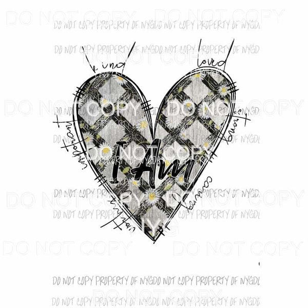 I AM kind loved #4 black white sunflowers Sublimation transfers Heat Transfer