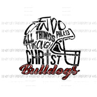 I can do all things through Christ Football Bulldogs RED Sublimation transfers Heat Transfer