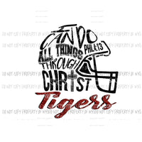 I can do all things through Christ Football TIGERS RED Sublimation transfers Heat Transfer