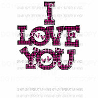 i love you plaid 31 Sublimation transfers Heat Transfer