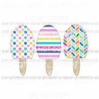 Ice Cream Popsicle Trio multiple patterns Sublimation transfers Heat Transfer