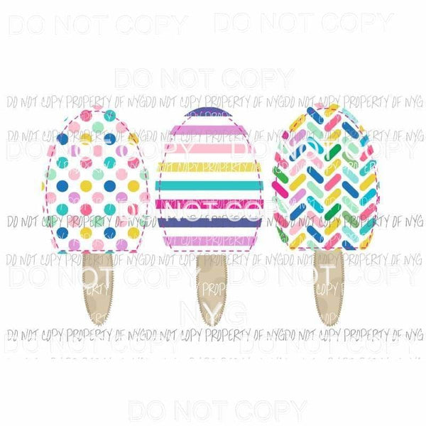 Ice Cream Popsicle Trio multiple patterns Sublimation transfers Heat Transfer