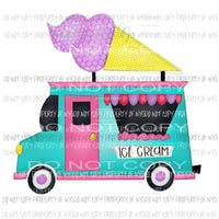 Ice Cream Truck blue pink purple Sublimation transfers Heat Transfer