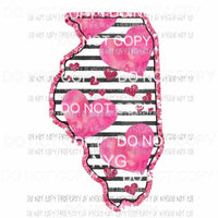 Illinois pink hearts black stripes Sublimation transfers Heat Transfer