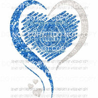 Indianapolis Colts heart blue silver glitter Sublimation transfers Heat Transfer