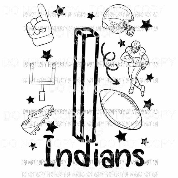 Indians football spirit doodle Sublimation transfers Heat Transfer