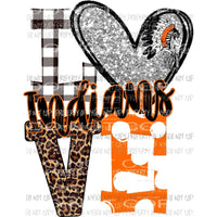 Indians Orange black head feathers and silver heart love polka dot Sublimation transfers Heat Transfer