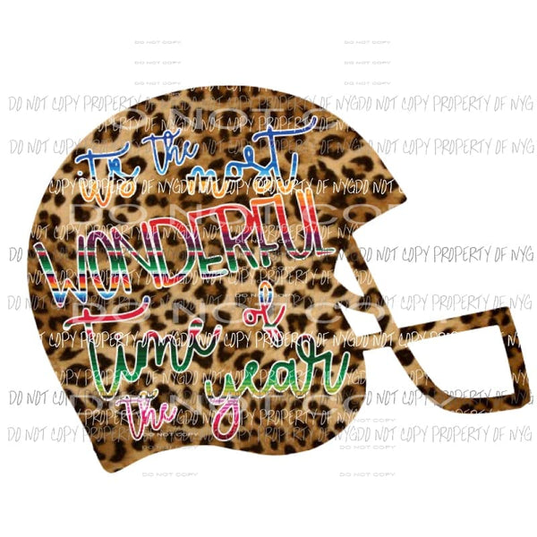 Its the most wonderful time of the year helmet Leopard football Sublimation transfer Heat Transfer