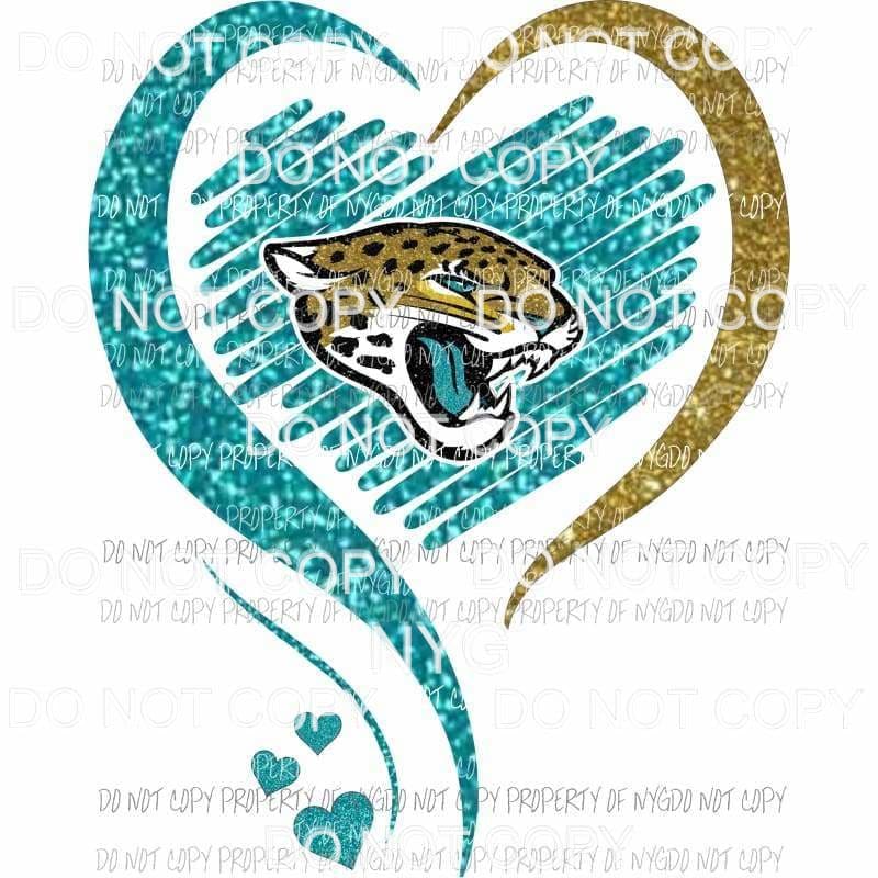 Martodesigns - Jacksonville Jaguars Heart Teal Gold Glitter