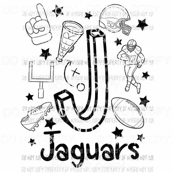 Jaguars football spirit doodle Sublimation transfers Heat Transfer