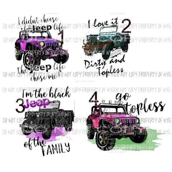 Jeep Designs 1-4 you choose sublimation transfer Heat Transfer