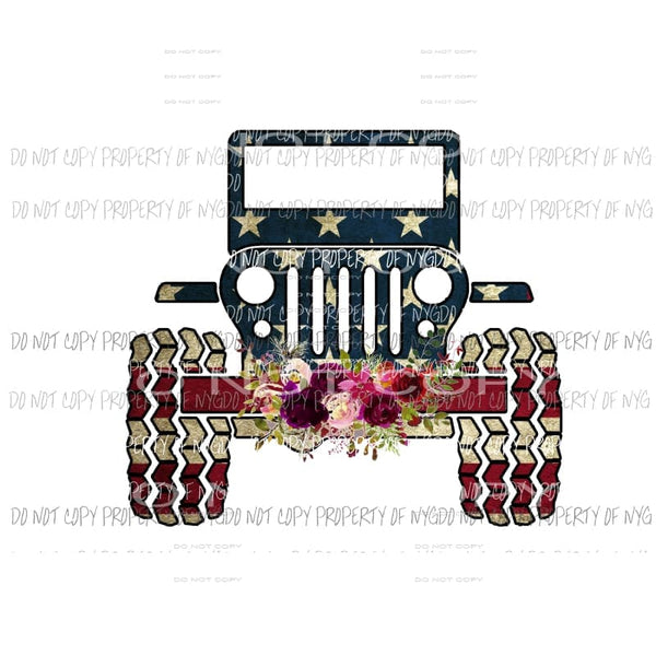 Jeep Flag Sublimation transfers Heat Transfer