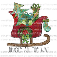 Jingle All The Way red sleigh presents Sublimation transfers Heat Transfer