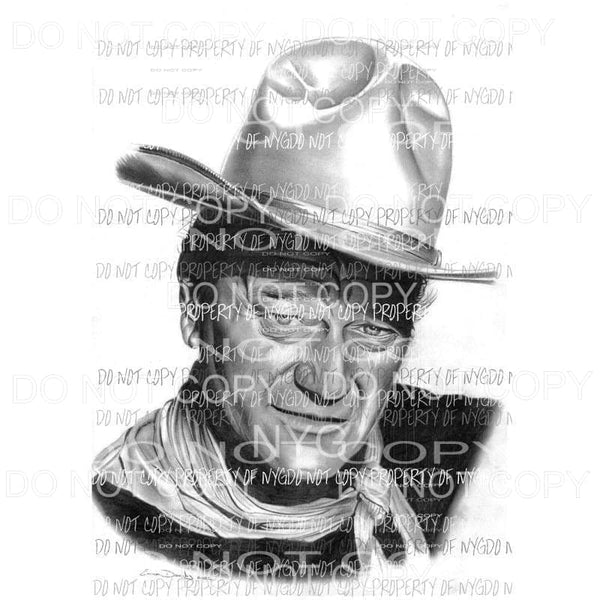 John Wayne western cowboy black white Sublimation transfers Heat Transfer