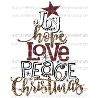 Joy Hope Love Peace Christmas Tree Sublimation transfers Heat Transfer