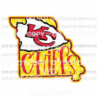 KC Chiefs state outline arrowhead red gold polka dots Sublimation transfers Heat Transfer