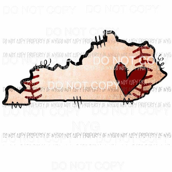 Kentucky Baseball state outline red heart Sublimation transfers Heat Transfer