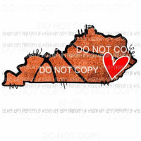 Kentucky Basketball #2 state outline red heart Sublimation transfers Heat Transfer