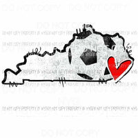 Kentucky Soccer state outline red heart Sublimation transfers Heat Transfer