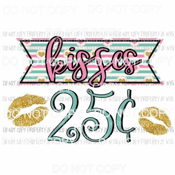 Kisses 25 cents gold lips Sublimation transfers Heat Transfer