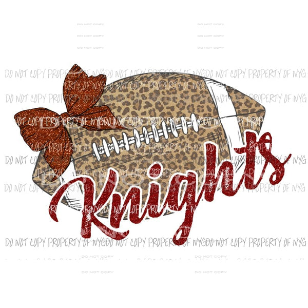 Knights Football leopard RED Sublimation transfers Heat Transfer