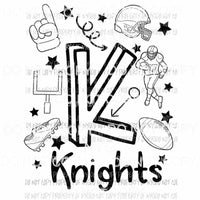 Knights football spirit doodle Sublimation transfers Heat Transfer