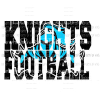 Knights Football words Blue school Sublimation transfers Heat Transfer