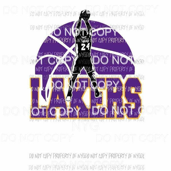 Kobe #1 Bryant Lakers basketball purple gold Sublimation transfers Heat Transfer