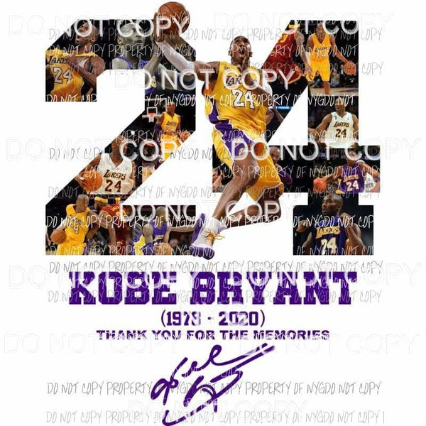 Kobe 24 #2 bryant 1978-2020 thank you for the memories Sublimation transfers Heat Transfer