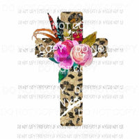 Leopard Cross flowers Sublimation transfers Heat Transfer