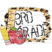 Leopard Frame pencil letters Grade girls Pre k - 6th Grade school grades Sublimation transfers Heat Transfer