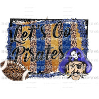 Lets Go Pirates blue and yellow Sublimation transfers Heat Transfer