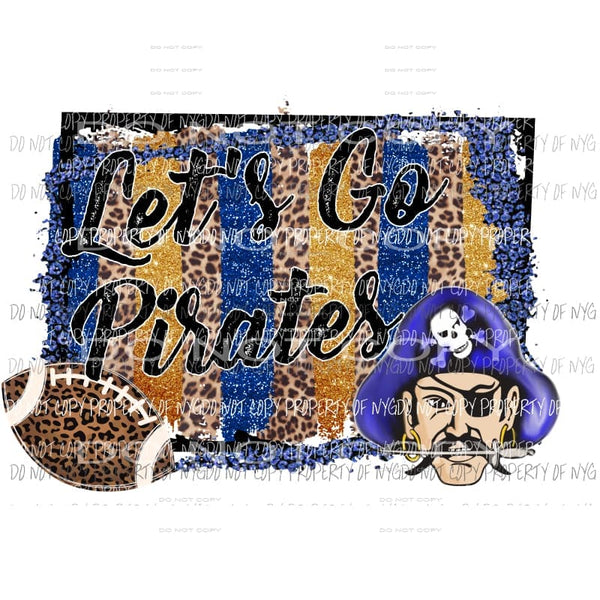 Lets Go Pirates blue and yellow Sublimation transfers Heat Transfer