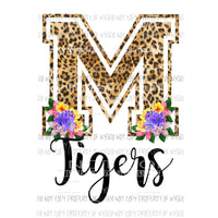 Letter M leopard Tigers school Sublimation transfers Heat Transfer