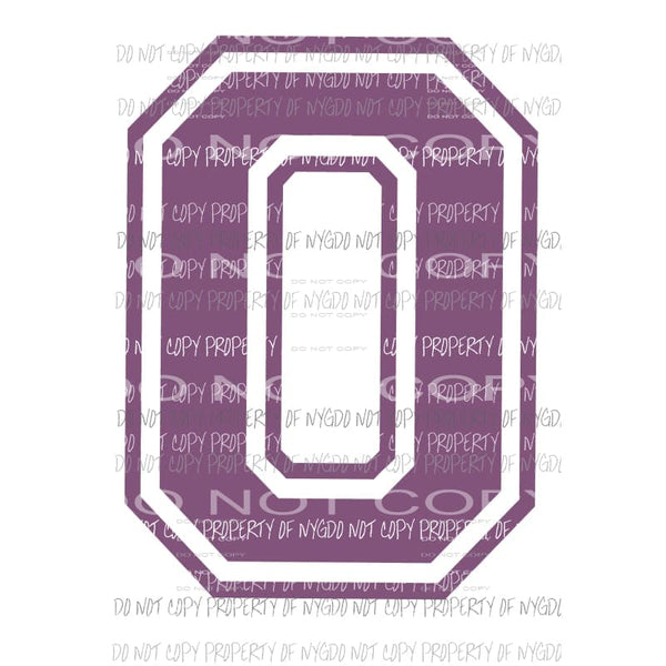 Letter O purple school Sublimation transfers Heat Transfer