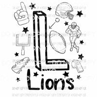 Lions football spirit doodle Sublimation transfers Heat Transfer