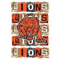 LIONS ORANGE BLACK BLOCK # 4446 Sublimation transfers - Heat